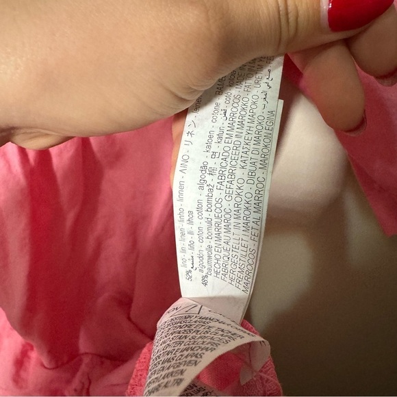 Zara bubblegum pink linen blend summer dress L - Picture 5 of 7